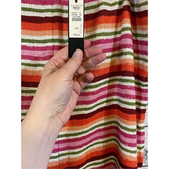 Talbots Linen Striped Pencil Skirt Size 10 Petite NWT - Picture 4 of 6